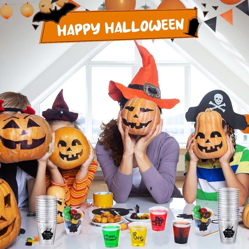 Booson 108 Pcs Disposable Plastic Shot Glasses - 1.69 Oz Clear Pumpkin Witch Whiskey Drinking Cups for Halloween Decoration & Trick or Treat Supplies, 9 Designs - Image 5